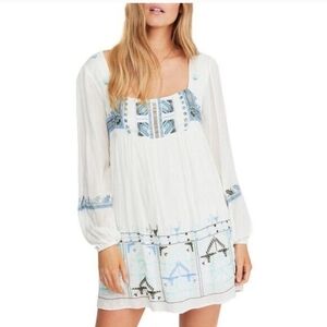 Free People “Rhiannon” Embroidered Mini Dress Size Xs